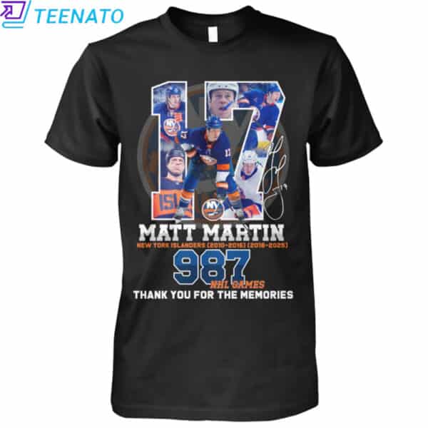 Matt Martin Islanders 987 NHL Games Shirt