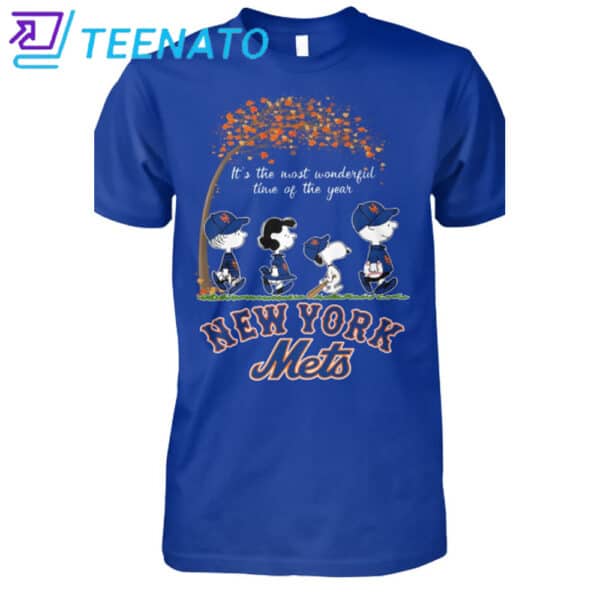 New York Mets Snoopy it's the most wonderful time of the year shirt